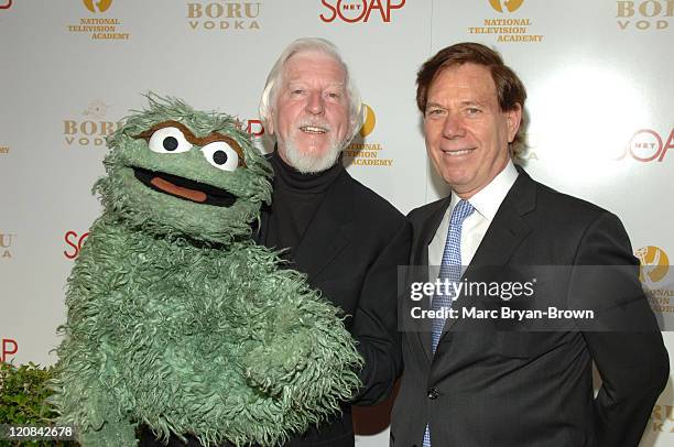 Oscar the Grouch, Caroll Spinney and NATAS President Peter Price at the SOAPnet Daytime Emmy Nominee Party.