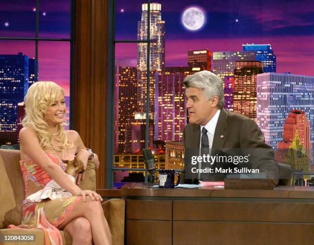 Paris Hilton appears with Jay Leno on "The Tonight Show with Jay Leno" to promote her new book "Confessions of an Heiress"