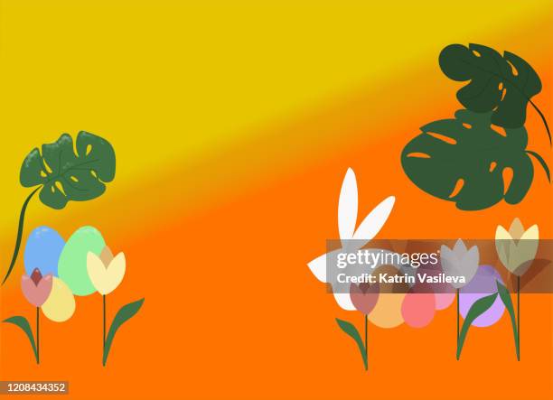 easter sunrise spring nature and flowers - philodendron stock illustrations
