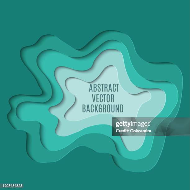 ilustrações, clipart, desenhos animados e ícones de papel corta fundo abstrato. formas de onda abstrata verde. papel verde abstrato cortou formas curvilíneas em camadas, ilustração vetorial no estilo corte de papel. modelo de layout para cartões de visita, apresentações, panfletos ou pôsteres. - cutting