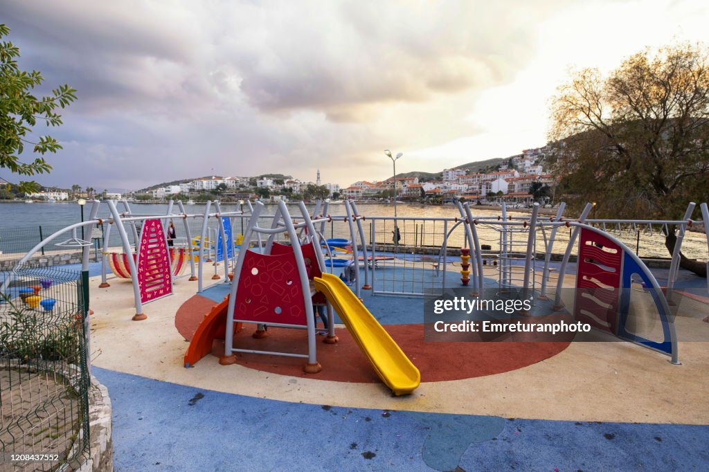 Children's playground near the shoreline in Datca