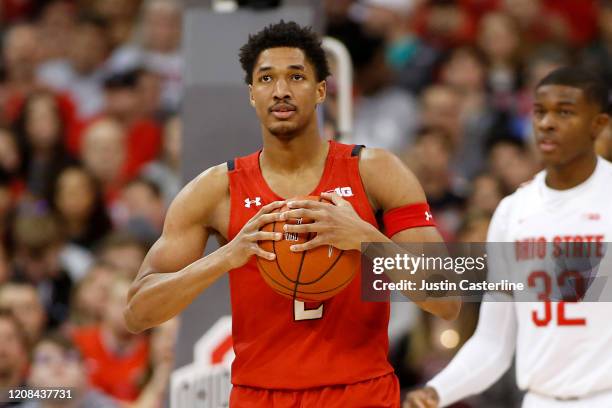 Aaron Wiggins of the Maryland Terrapins in action in the game against the Ohio State Buckeyes at Value City Arena on February 23, 2020 in Columbus,...