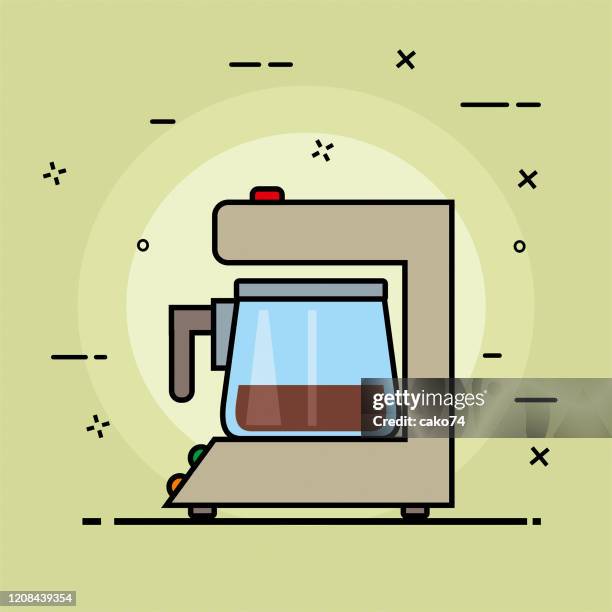 coffee machine line art illustration - espresso machine stock illustrations