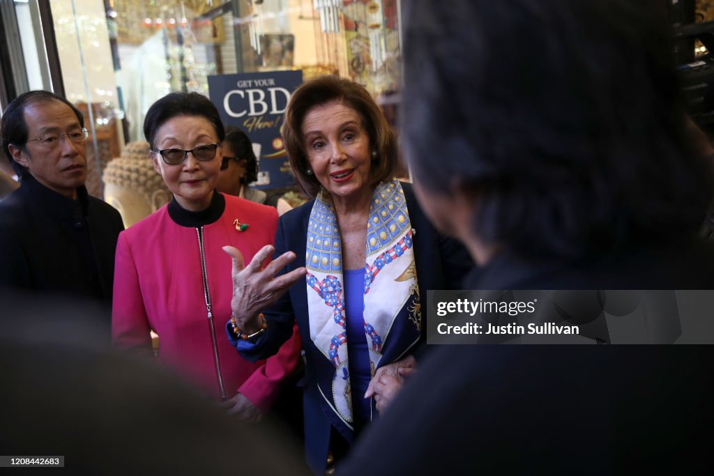 Speaker Nancy Pelosi Meets With Local Business Owners In San Francisco's Chinatown