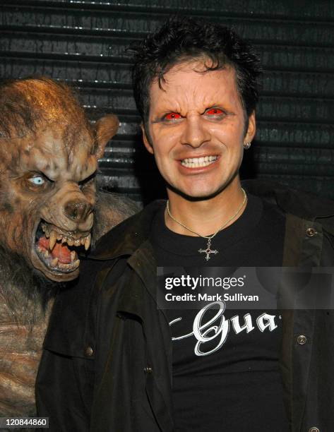 Hal Sparks and Almost Human creation during Almost Human's Dia de Los Muertos Party at Almost Human Studios in Culver City, California, United States.