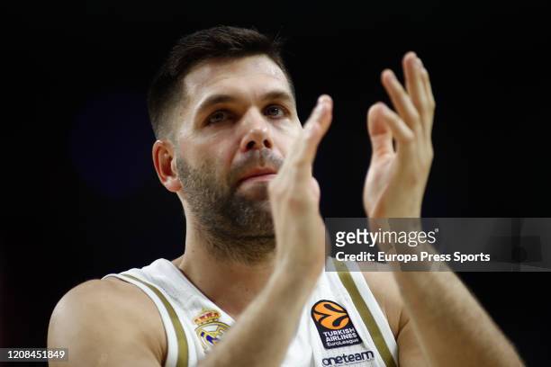 Felipe Reyes Cabanas of Real Madrid waves the fans during the EuroLeague basketball match played between Real Madrid Baloncesto and Panathinaikos BC...