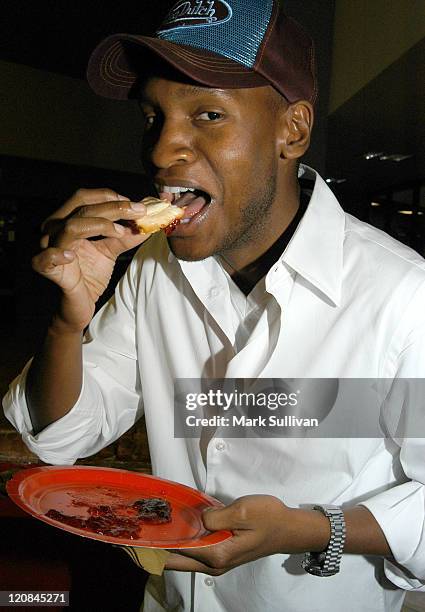 Marcellas Reynolds and a peanut butter sandwich during Launch of Big Brother 3 DVD Box Set at Bally Total Fitness in Hollywood, California, United...