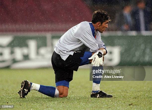 Gianluigi Buffon in goal for Italy during the Euro 2000 qualifier against Denmark at the San Paolo Stadium in Naples, Italy. \ Mandatory Credit: Alex...