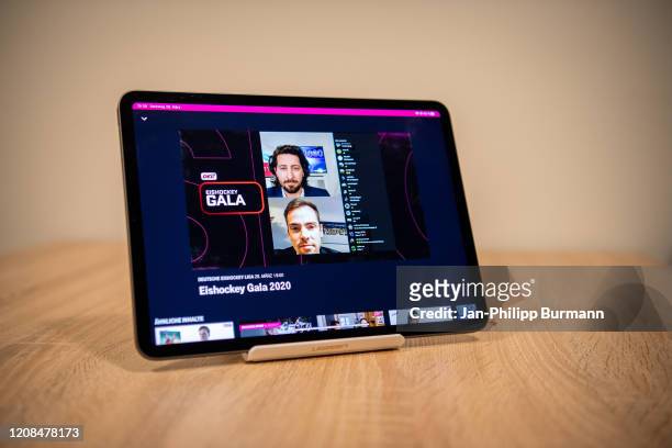 Patrick Ehelechner and Marcel Noebels , best forward, during the Telekom Magenta Sport Livestream of the DEL Awards 2020 on March 28, 2020 in Germany.