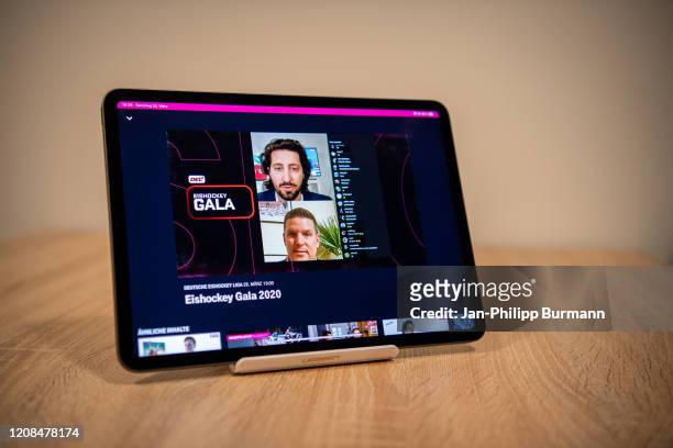 Patrick Ehelechner and Tom Pokel , best headcoach, during the Telekom Magenta Sport Livestream of the DEL Awards 2020 on March 28, 2020 in Germany.