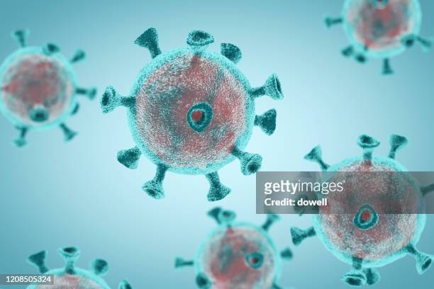 coronavirus,3d render - covid 19 stockfoto's en -beelden