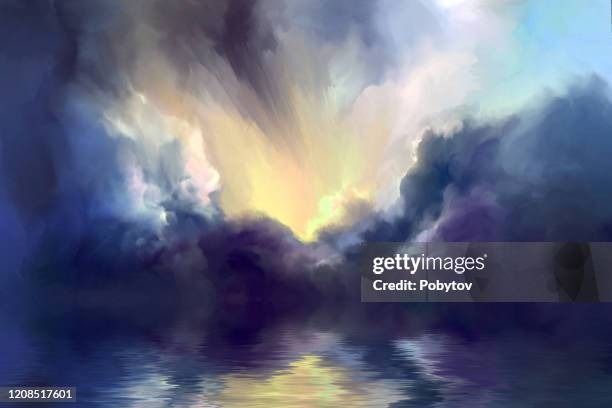storm clouds reflected in the water - dust storm stock illustrations