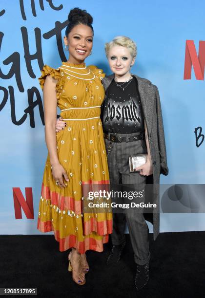 Jaz Sinclair and Lachlan Watson attend the Special Screening Of Netflix's "All The Bright Places" at ArcLight Hollywood on February 24, 2020 in...