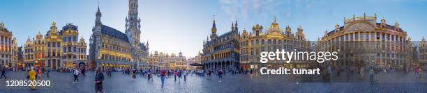 panoramic image of grand place (grote markt) central square of brussels - brussels capital region stock pictures, royalty-free photos & images