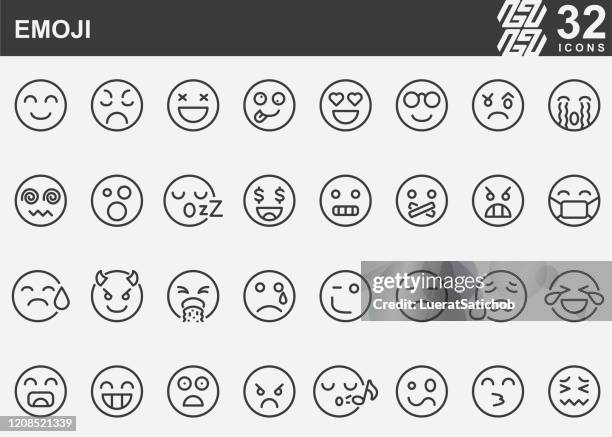linie der emoji-symbole - stick out tongue emoji stock-grafiken, -clipart, -cartoons und -symbole