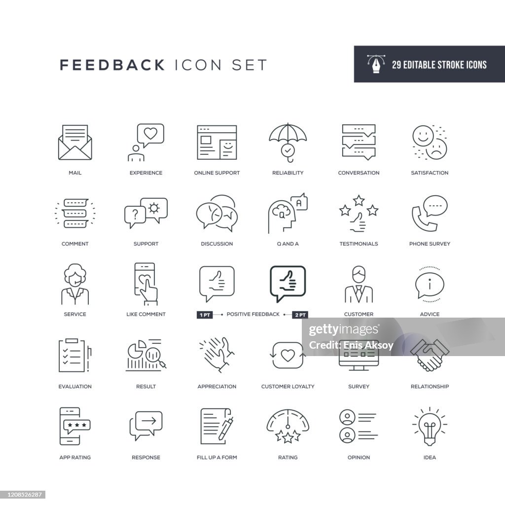 Ícones de linha de traçado editados de feedback