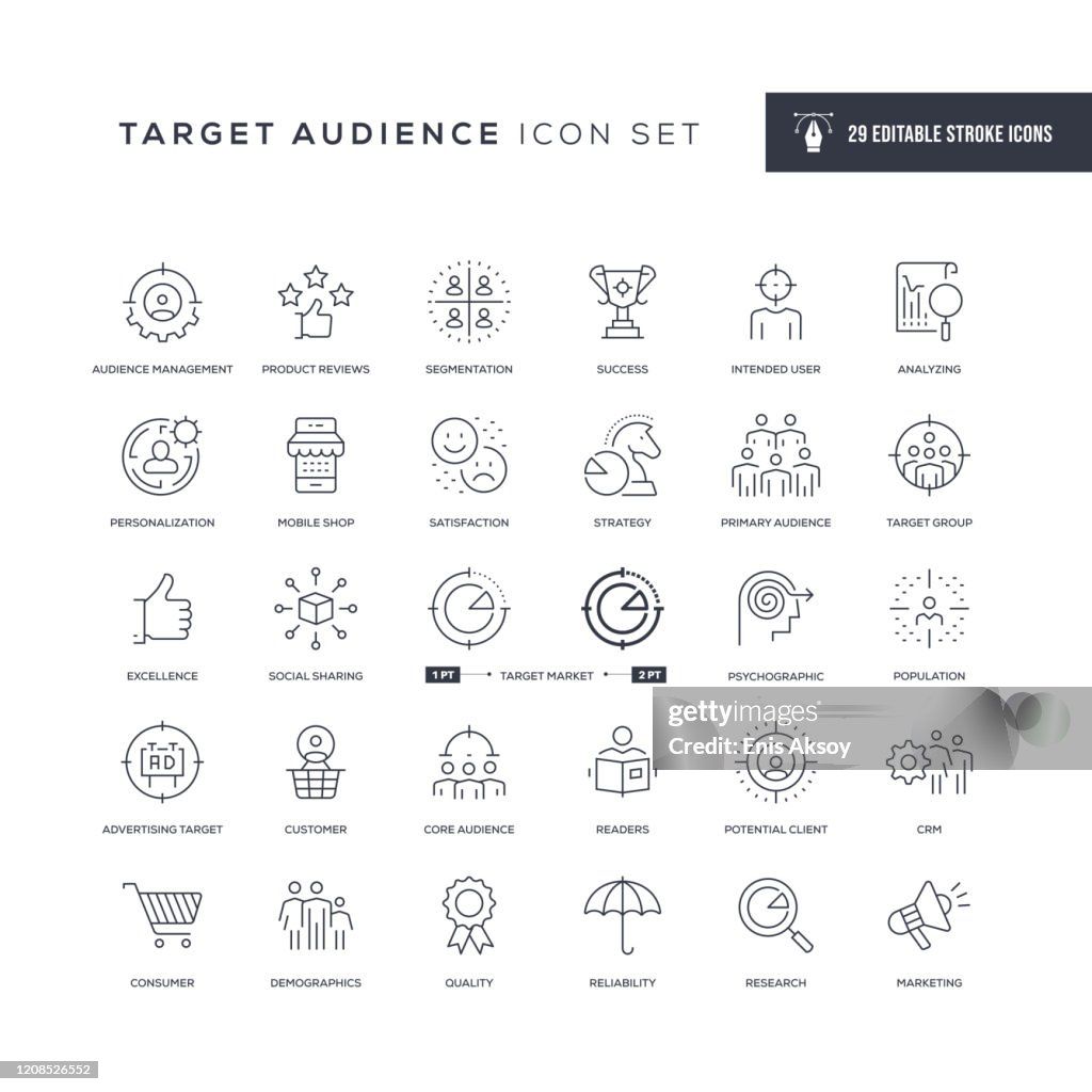 Target Audience Editable Stroke Line Icons