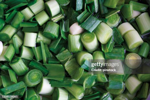 sliced leek - alho francês imagens e fotografias de stock