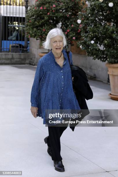 Joan Jonas during the conference presenting the exhibition Moving Off the Land II at the Thyssen-Bornemisza National Museum on February 25, 2020 in...