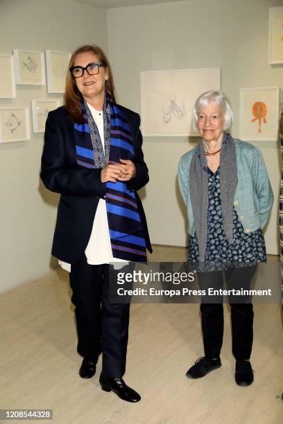 Francesca Thyssen-Bornemisza and Joan Jonas during the conference presenting the exhibition Moving Off the Land II at the Thyssen-Bornemisza National...