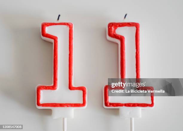 birthday candles with number eleven - number 11 stock pictures, royalty-free photos & images