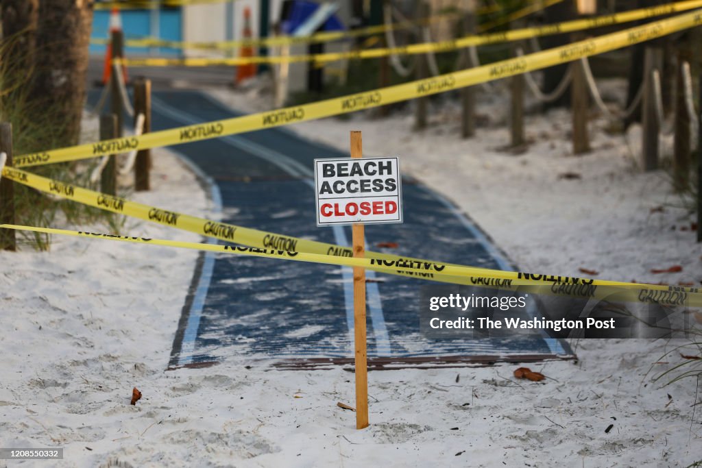 FORT MYERS BEACH, FLORIDA - March 29: 
Beach access is closed o