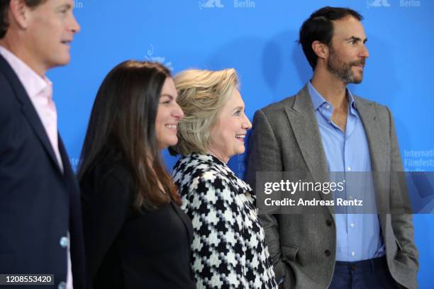 Howard T. Owens, Nanette Burstein, Former US Secretary of State and First Lady Hillary Rodham Clinton and Ben Silverman attend the "Hillary" photo...