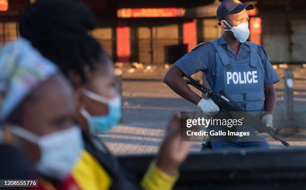 Police at a roadblock in Khayelitsha during the Police Ministry and South African Police Services management visit to police operations to determine...