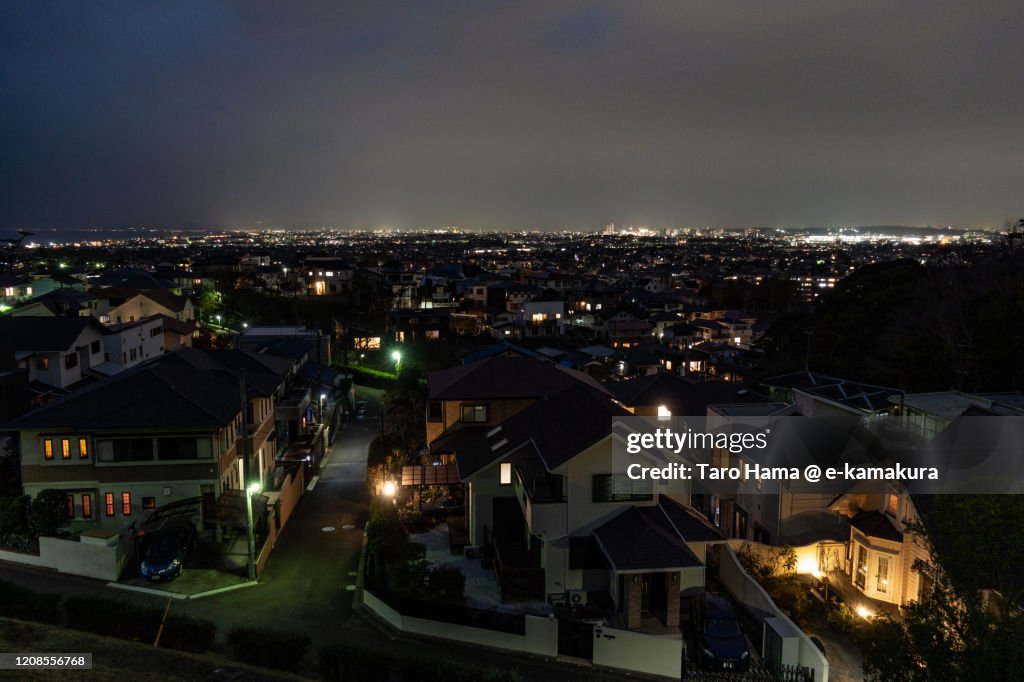 Illuminated residential district in Kanagawa prefecture of Japan