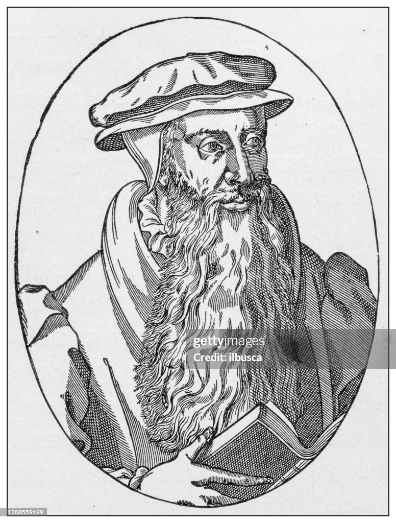Antik illustration av viktiga människor i det förflutna: John Knox