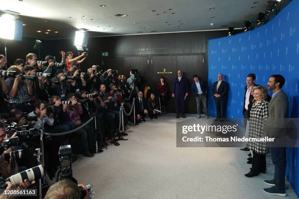 Howard T. Owens, Nanette Burstein, Former US Secretary of State and First Lady Hillary Rodham Clinton and Ben Silverman attend the "Hillary" photo...