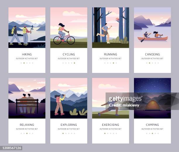 outdoor recreational activity set - collection stock illustrations