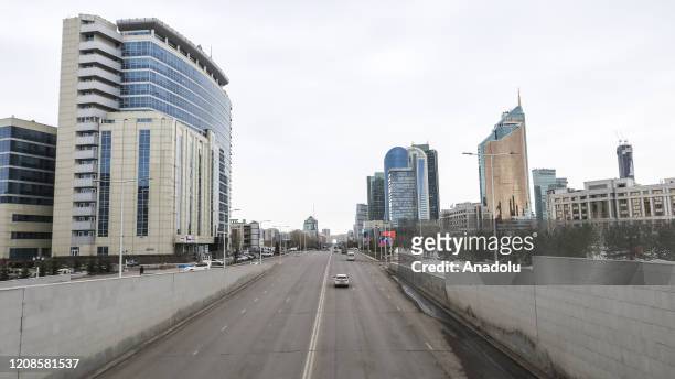 General view of Astana city center on March 21, 2020 in Astana Kazakhstan. On the 12th day of quarantine, all of the activities of all businesses,...