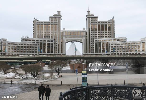 General view of Astana city center on March 21, 2020 in Astana Kazakhstan. On the 12th day of quarantine, all of the activities of all businesses,...