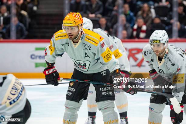 TopScorer Viktor Stalberg of HC Fribourg-Gotteron looks on during the Swiss National League game between Lausanne HC and HC Fribourg-Gotteron at...