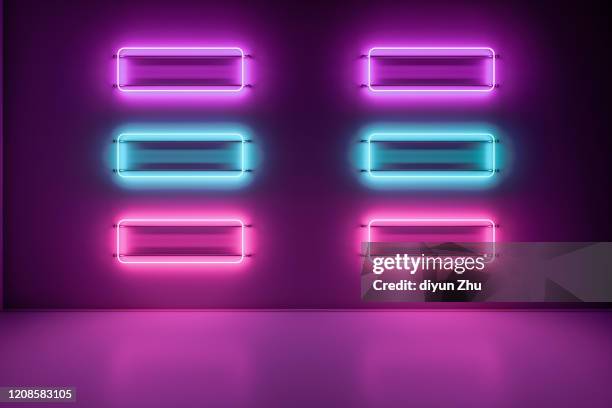 neon light and background,3d render - rectangular prism stock pictures, royalty-free photos & images