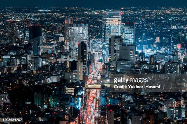 tokyo skyline at night - 新宿区 個照片及圖片檔