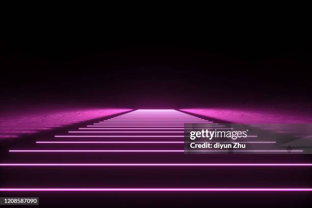 abstract neon light background,3d render - neon tunnel stock pictures, royalty-free photos & images