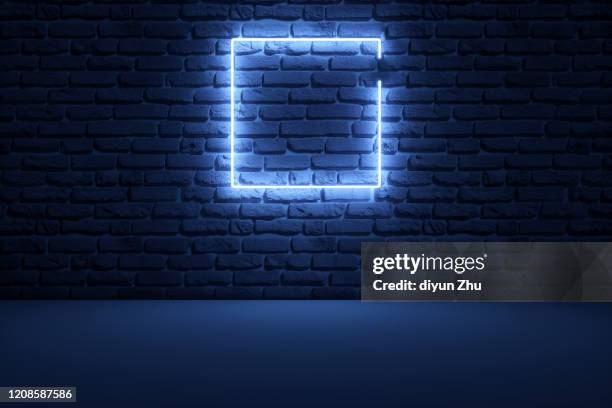 abstract neon light background,3d render - brick wall background stock pictures, royalty-free photos & images