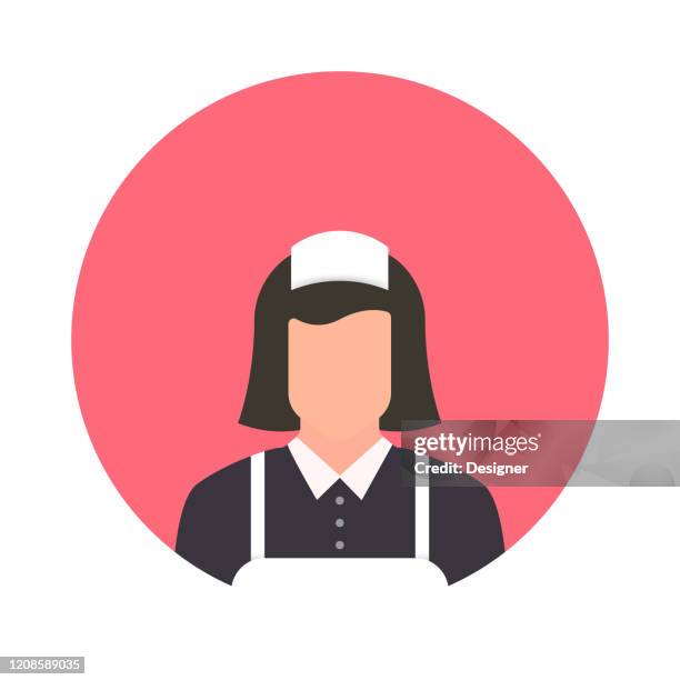 maid avatar flat icon. flat vector illustration symbol design element - housekeeping portrait stock illustrations