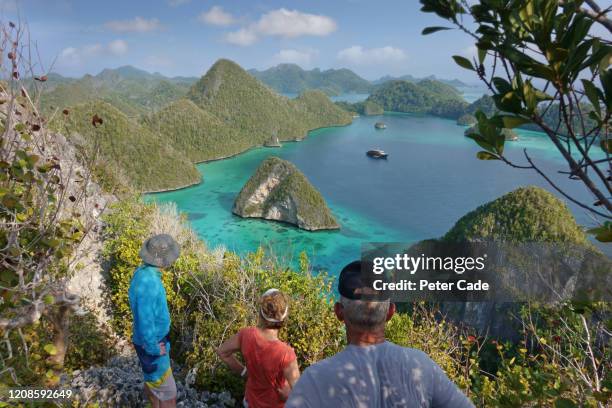 people looking at view from tropical coastal footpath - papuma beach stock pictures, royalty-free photos & images