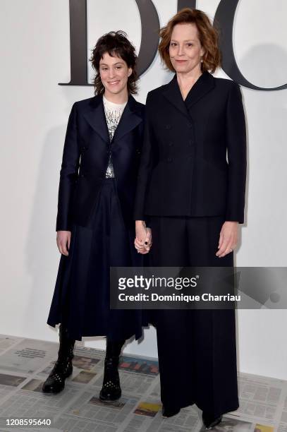 Charlotte Simpson and Sigourney Weaver attend the Dior show as part of the Paris Fashion Week Womenswear Fall/Winter 2020/2021 on February 25, 2020...