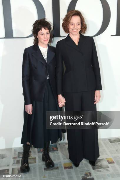 Sigourney Weaver and her daughter Charlotte Simpson attend the Dior show as part of the Paris Fashion Week Womenswear Fall/Winter 2020/2021 on...
