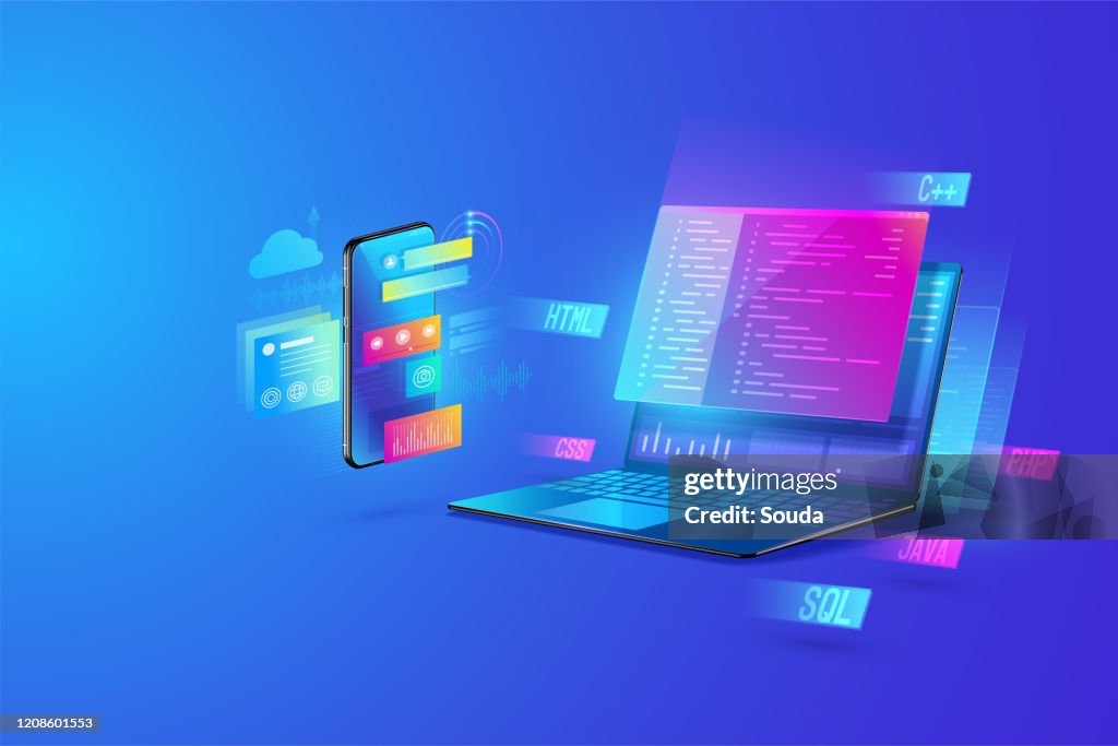 Web Development Application Design Coding And Programming On Laptop And ...