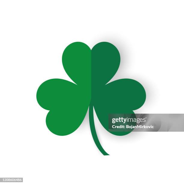 clover leaf paper icon isolated on white background. vector - paper grass vector stock illustrations