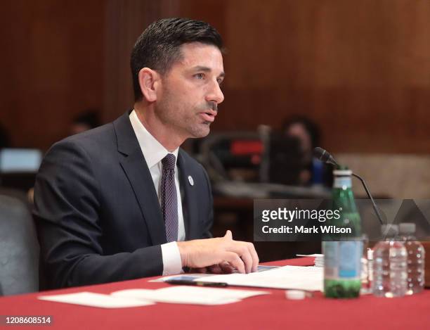 Acting Homeland Security Secretary Chad Wolf testifies during a Senate Appropriations Subcommittee hearing on Capitol Hill, on February 25, 2020 in...