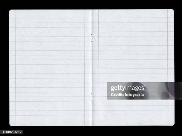 writing notebook lined pages - werkboek stockfoto's en -beelden