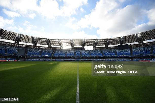 General view prior to the UEFA Champions League round of 16 first leg match between SSC Napoli and FC Barcelona at Stadio San Paolo on February 25,...