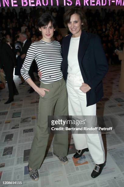 Ines de la Fressange and her daughter Nine d'Urso attend the Dior show as part of the Paris Fashion Week Womenswear Fall/Winter 2020/2021 on February...