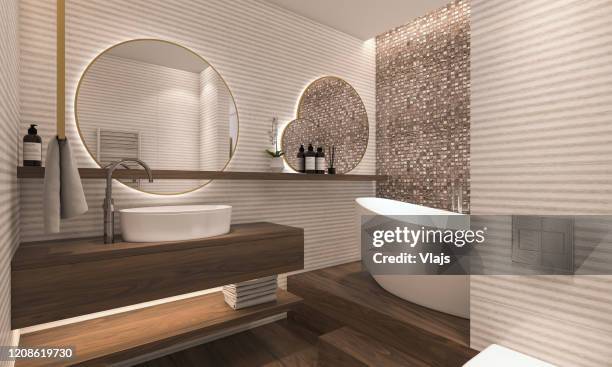 modern bathroom - large mirror stock pictures, royalty-free photos & images